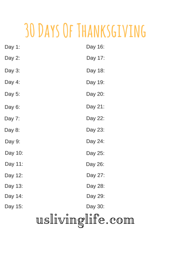 30 days of giving thanks