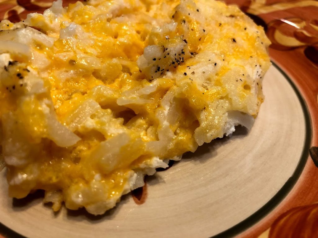 easiest_cheesy_hashbrowns_casserole_ingredients_plated_top